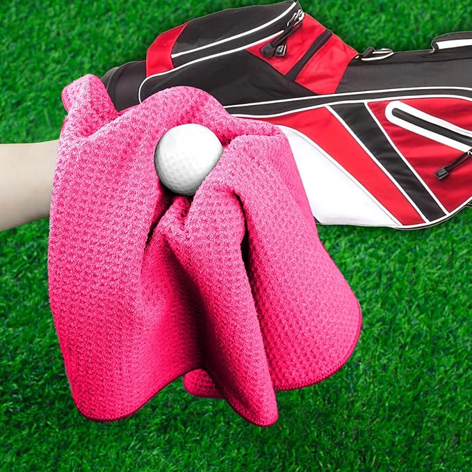3 Pack 16" X 16" Golf Towels for Golf Bags, Premium Waffle-Pattern Golf Towel with Carabiner Clip, Super Absorbent Microfiber Towel, Golf Accessories for Bag.3 DarkRed