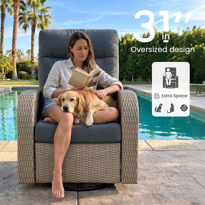 Oversized Wicker Outdoor Swivel Glider Recliner - Image 6