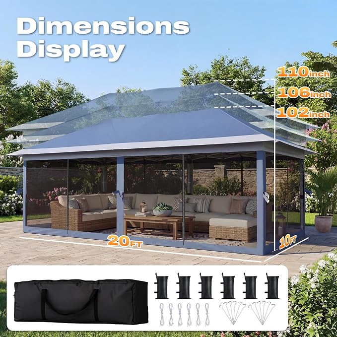 Quictent 10x20FT Pop Up Gazebo Canopy Tent - Image 7