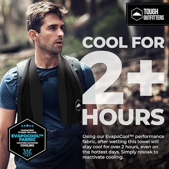 Tough Outdoors Cooling Towels for Neck Face - Neck Cooling Towel for Hot Weather Yoga Sports Golf Sweat - Instant Cold Towel