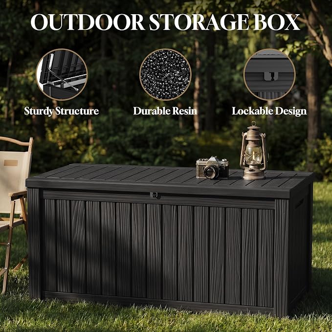 ROJIK 150 Gallon Outdoor Storage Box Waterproof, Weatherproof Deck Boxes - Image 8