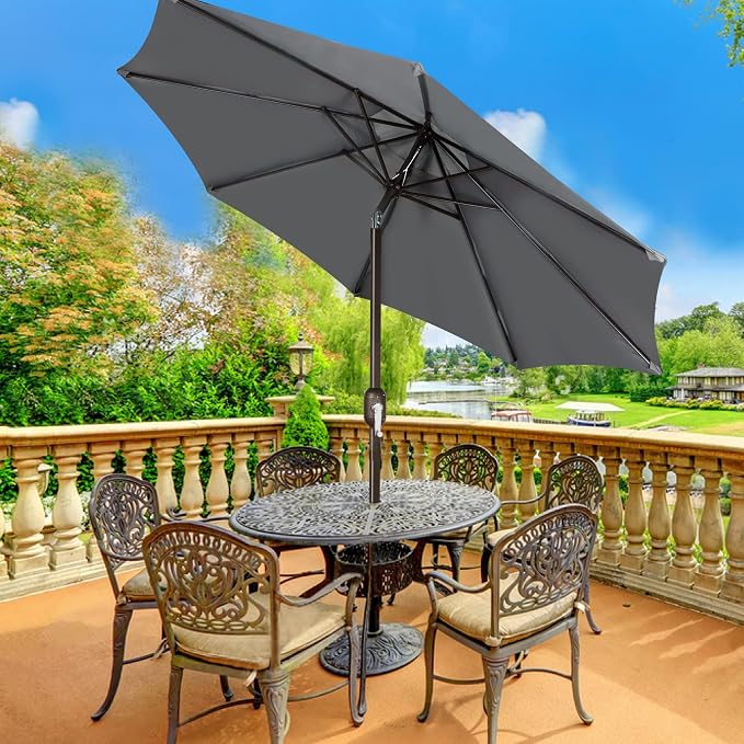 9' Outdoor Patio Umbrella, Outdoor Table Umbrella, Yard Umbrella, Market - Image 7