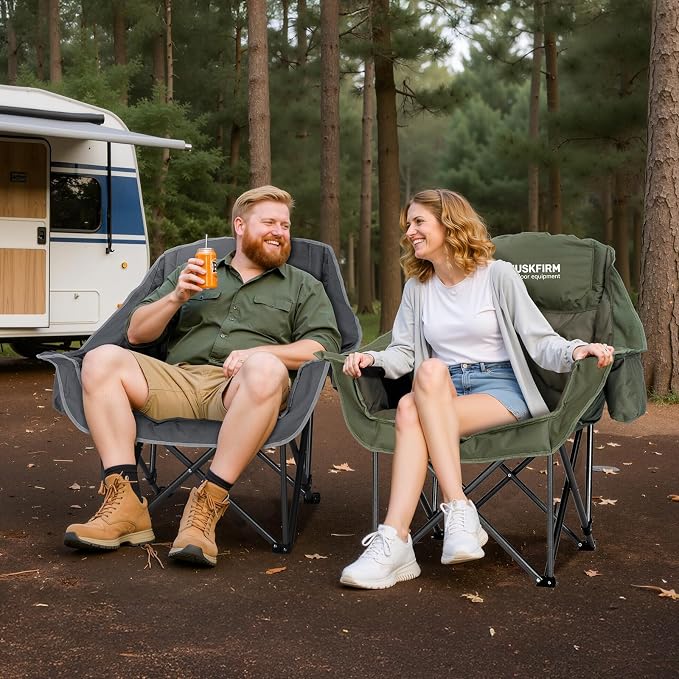 Oversized 2 Pack Camping Chairs, Padded Camping Chair Support 450LBS - Image 2
