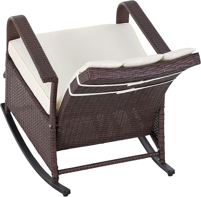 Outsunny Wicker Outdoor Rocking Chair, Patio Recliner - Image 8