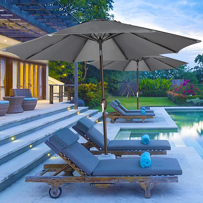 9' Outdoor Patio Umbrella, Outdoor Table Umbrella, Yard Umbrella, Market - Image 6