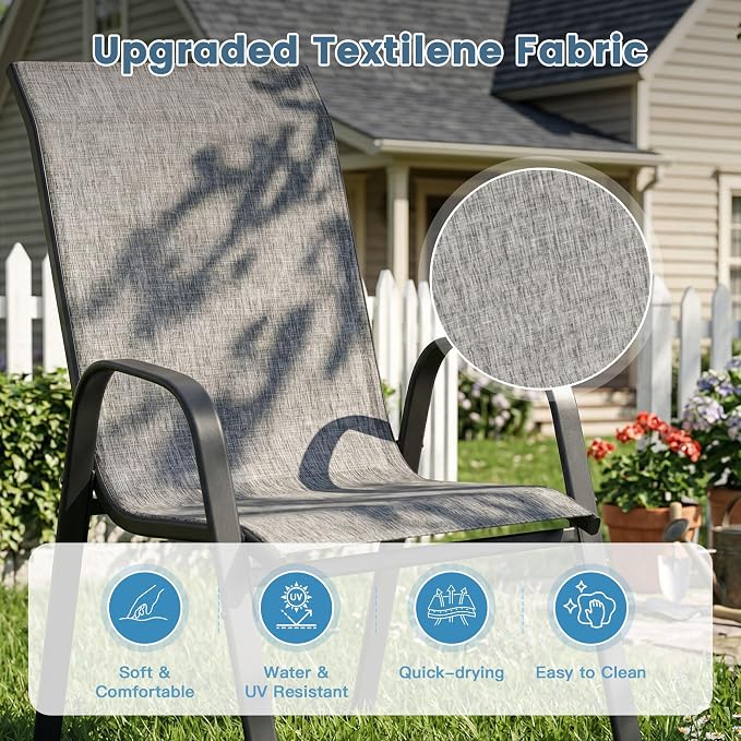 DIFY Patio Chairs Set of 4, Stackable Outdoor Dining Chairs Set - Image 6