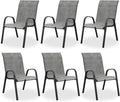 Patio Chairs Set of 6, Stackable Dining Chairs High Back, Breathable Seat by VonzoyHome