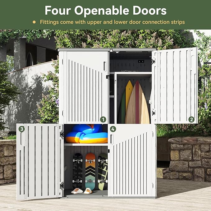 Aoxun Outdoor Storage Shed, 64 Cu.Ft Vertical Resin Sheds, Outdoor Waterproof - Image 3