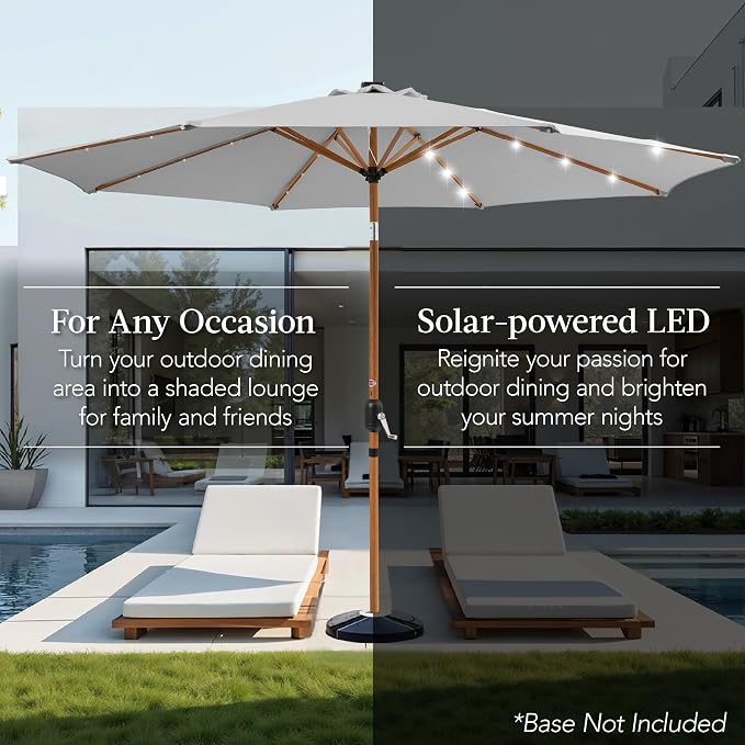 Best Choice Products 10ft Solar Market Patio Umbrella w/Woodgrain Pattern Pole - Image 4