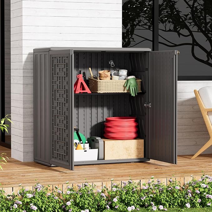 ZZM HDPE Outdoor Storage Shed, Outdoor Plastic Storage Cabinet, Horizontal - Image 2