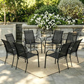 Stackable Patio Chairs Set of 8, Outdoor Dining Chairs by Puntogen