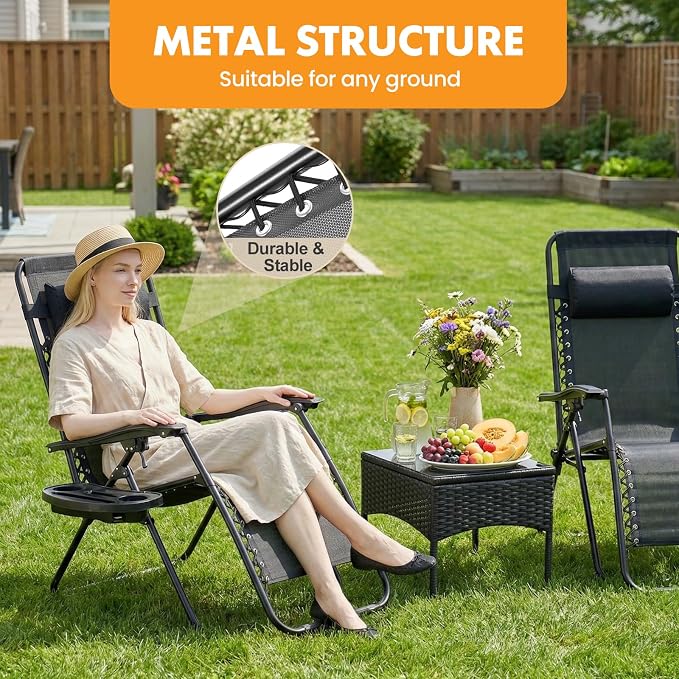 NEWBULIG Zero Gravity Chairs Set of 2, Lounge Chair Folding Portable Adjustable - Image 7