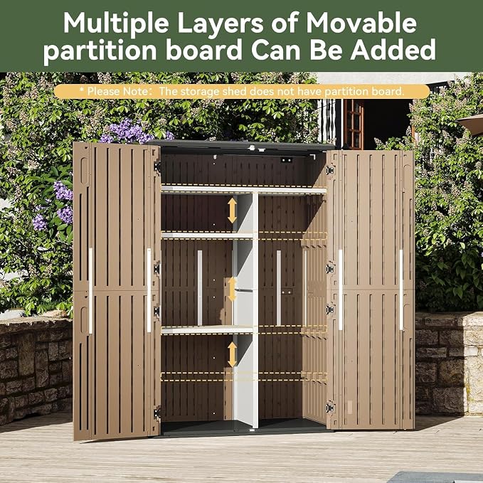 Aoxun Outdoor Storage Shed, 64 Cu.Ft Vertical Storage Sheds, Resin Sheds Outdoor - Image 3