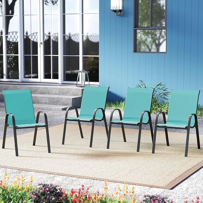 Tangkula Patio Dining Chairs Set of 4, Outdoor Stackable All Weather Heavy Duty - Image 4