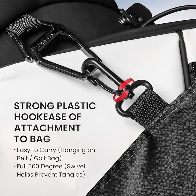 FINGER TEN Golf Pouch Bag for Valuables Tee Color with 4 Golf Pencil Pack, Zippered Pocket Gear Clip Hook to Bag