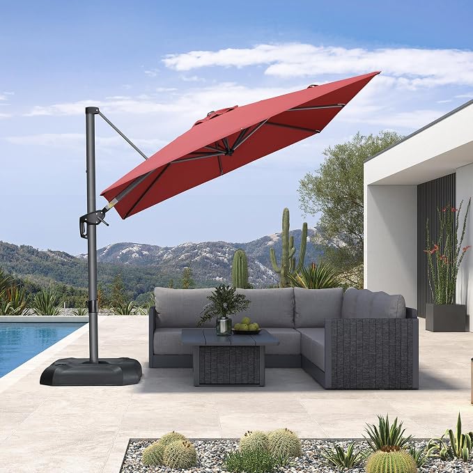 PURPLE LEAF Outdoor Umbrella 8' x 8' Square Premium Sun Protection Terra | by PURPLELEAF