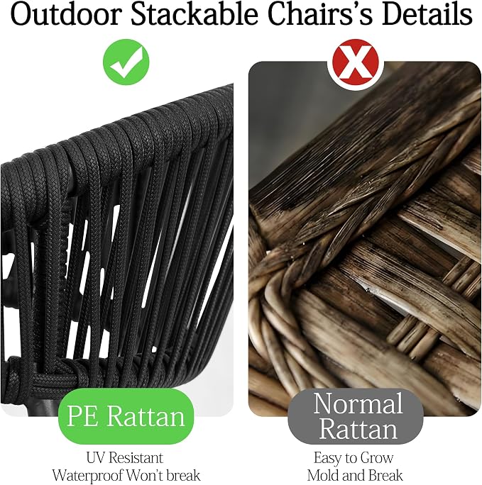 TWT Patio Dining Chairs Outdoor Stackable - Image 5