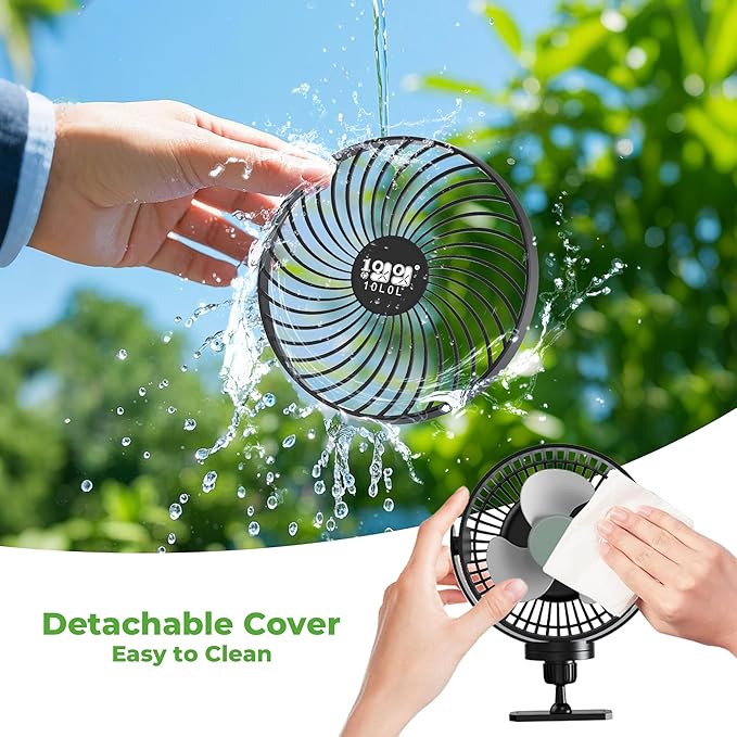 10L0L Magnetic Golf Cart Fan Rechargeable Big Battery Powered Portable Fan,3 Speeds/2 LED Light/56 Hrs Runtime /360°Rotatable with Magnetic Base,USB & Type C Ports,Cool Summer Golf Cart Accessories