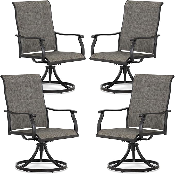 Outdoor 360-degree Swivel Dining Chairs Set of 4, Ergonomic Designed, Breathable by Aoodor