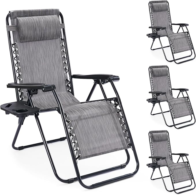 NEWBULIG Zero Gravity Chairs Set of 4, Folding Lounge Recliner Chair | Portable by NEWBULIG