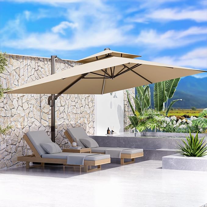 10' X 13' Outdoor Patio Umbrella Large Rectangle Cantilever Umbrella Heavy Duty - Image 8