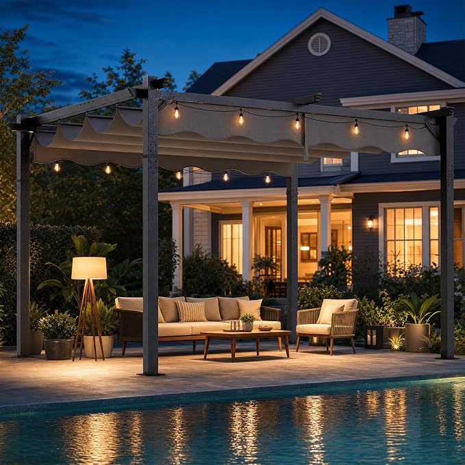 10'x12' Retractable Pergola, Outdoor Pergolas - Image 4