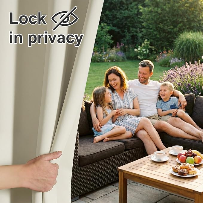 RYB HOME Outdoor Curtains for Patio Waterproof Privacy Thermal Insulated | - Image 3