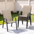Outdoor Patio Chairs Set of 6 Stackable Dining Chairs All-Weather Textilene by CHINNLUU
