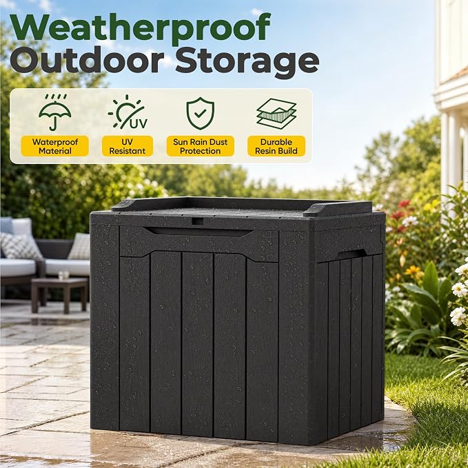 Flamaker 2 Pack Deck Box 31 Gallon Waterproof Resin Storage Box - Image 6