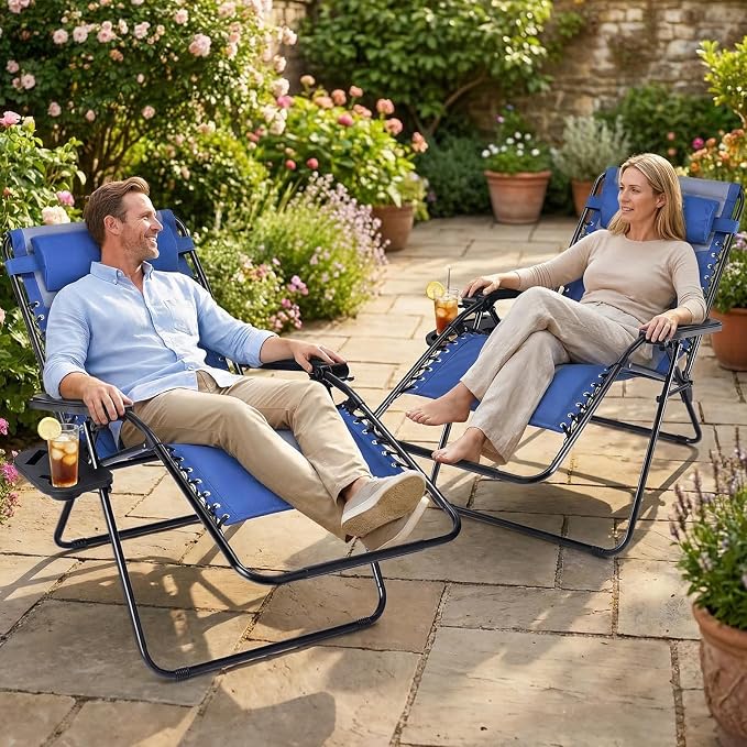 Sweetcrispy Zero Gravity Chairs, Foldable Patio Reclining Chairs - Image 2
