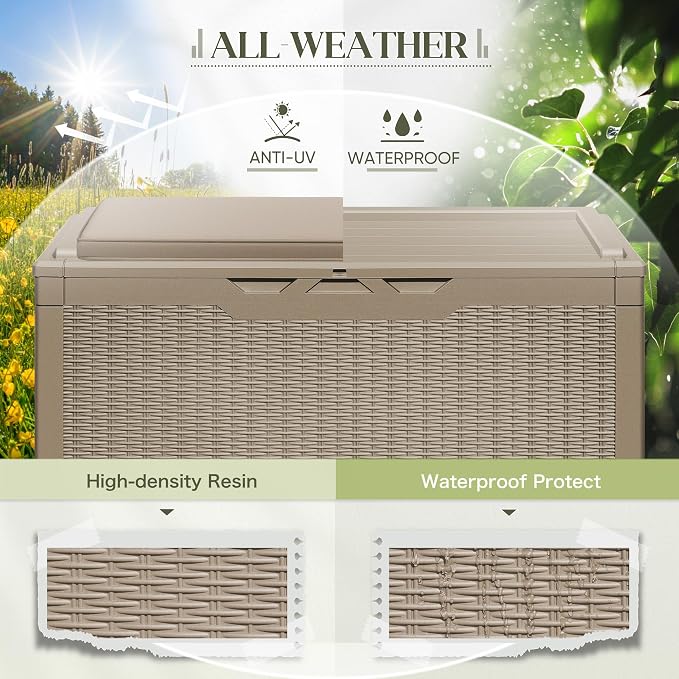 Greesum 100 Gallon Resin Deck Box Outdoor Storage - Image 3