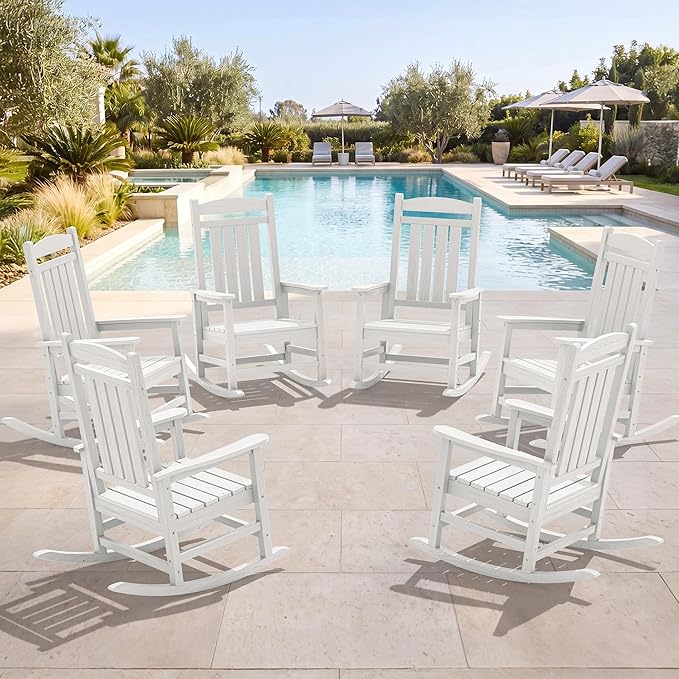 SERWALL Outdoor Rocking Chair Set of 6, Patio Rocking Chair, Porch Rocker by SERWALL