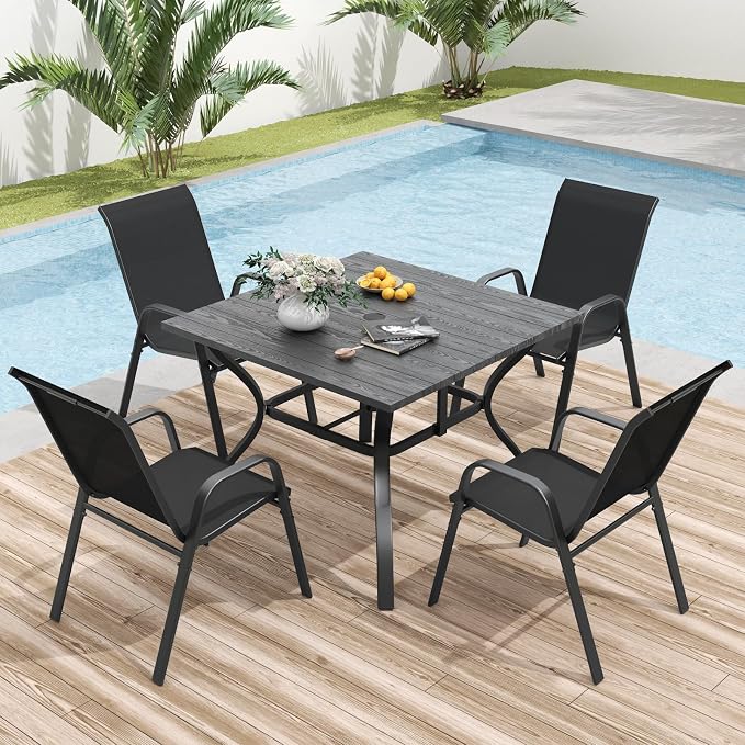 Patio Dining Chairs Set of 4 Outdoor Stackable Dining Chairs - Image 2