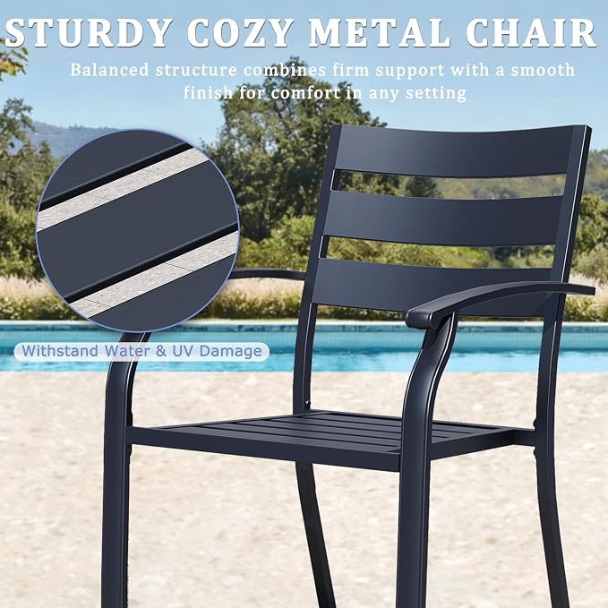 Patio Dining Chairs Set of 8, Wrought Iron Patio Furniture Chairs - Image 5