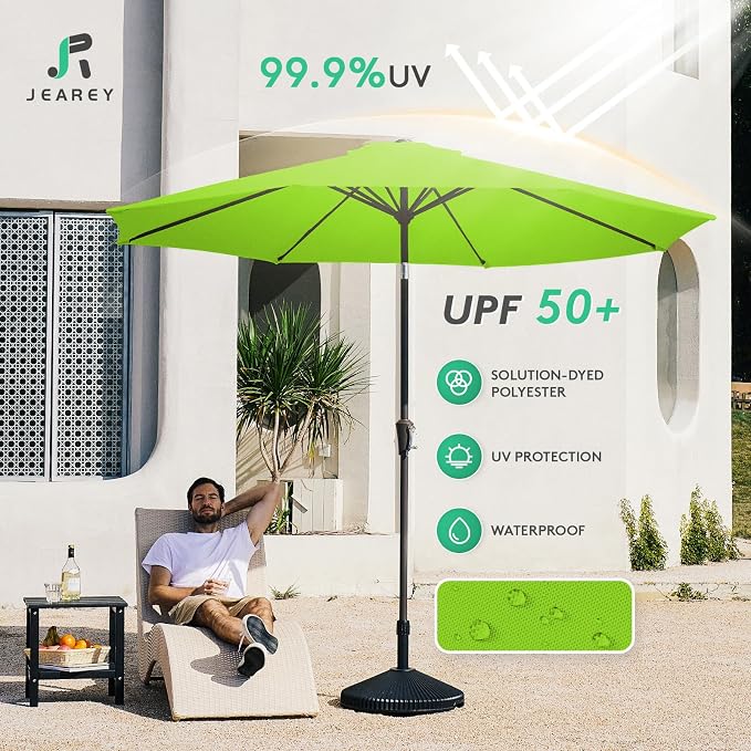 JEAREY 10 ft Outdoor Patio Umbrella w/Tilt and Crank, Apple Green | 8 Sturdy - Image 3