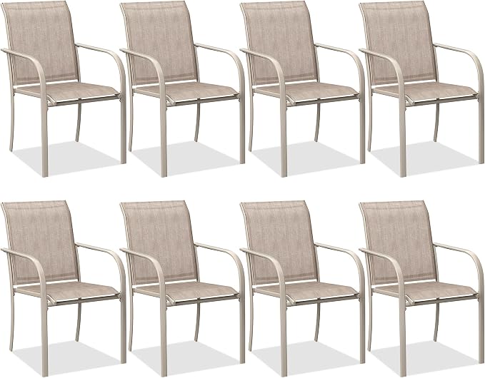 Outdoor Chairs Set of 8, Stackable Patio Dining Chairs by Offeroutdoorsolutions