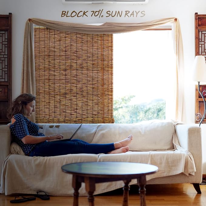Bamboo Roll-up Shade, 2 Pack Roller Shutters Retro Curtains - Image 4
