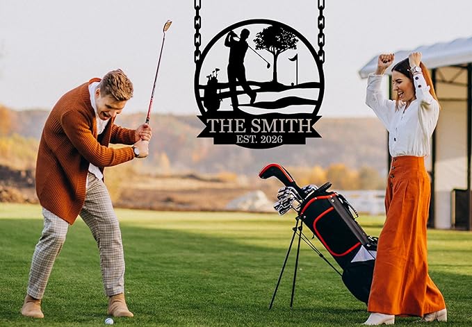 Personalized Golf Metal Sign - Custom Name Golf Wall Art - Unique Gift for Golfers - Man Cave & Golf Room Decor - Golf Room Decor Custom Name Sign