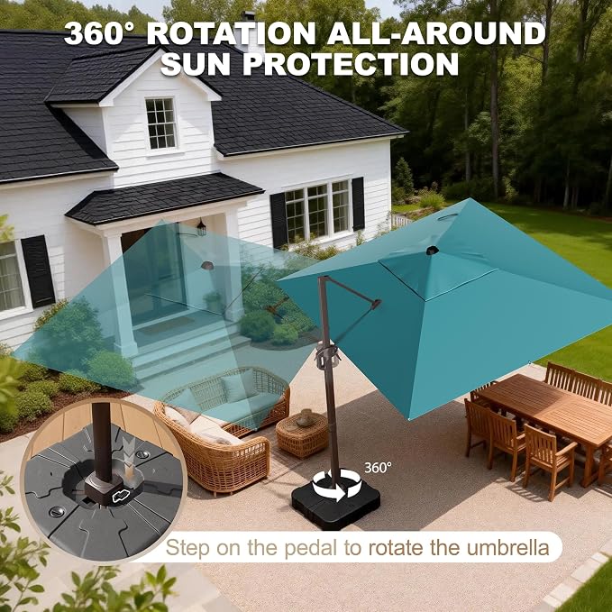 9' X 12' Cantilever Patio Umbrella Rectangle Outdoor Umbrella - Image 4