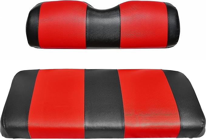 Seat Cover Replacement for Yamaha Drive or G-29 Golf Cart - Front Bench Seat - Premium Marine Vinyl - 5 Panel Stitching - Staple On Installation - Two-Tone Golf Cart Seat Covers (Black & Red)