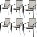 Anmutig Stackable Outdoor Dining Chairs Set of 6, Textilene Fabric, Breathable by Anmutig
