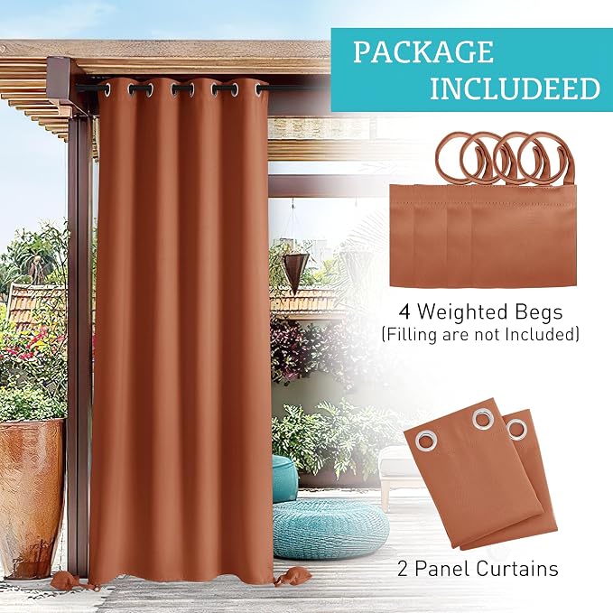 RYB HOME Outdoor Curtains for Patio Waterproof, Windproof - Image 8
