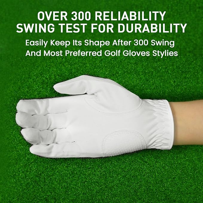FINGER TEN Womens Golf Glove Right Handed Golfer Left Hand Rain Grip Hot Wet All Weather Value 2 Pack, Golf Gloves Breathable Flexible for Ladies Women
