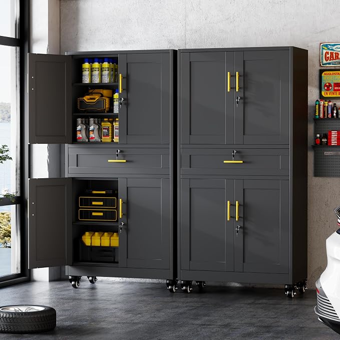 GAIOUS 74” Tall Metal Garage Storage Cabinet - Image 2