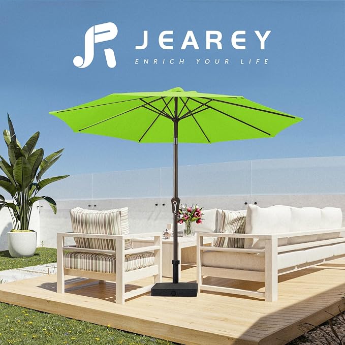 JEAREY 10 ft Outdoor Patio Umbrella w/Tilt and Crank, Apple Green | 8 Sturdy - Image 6