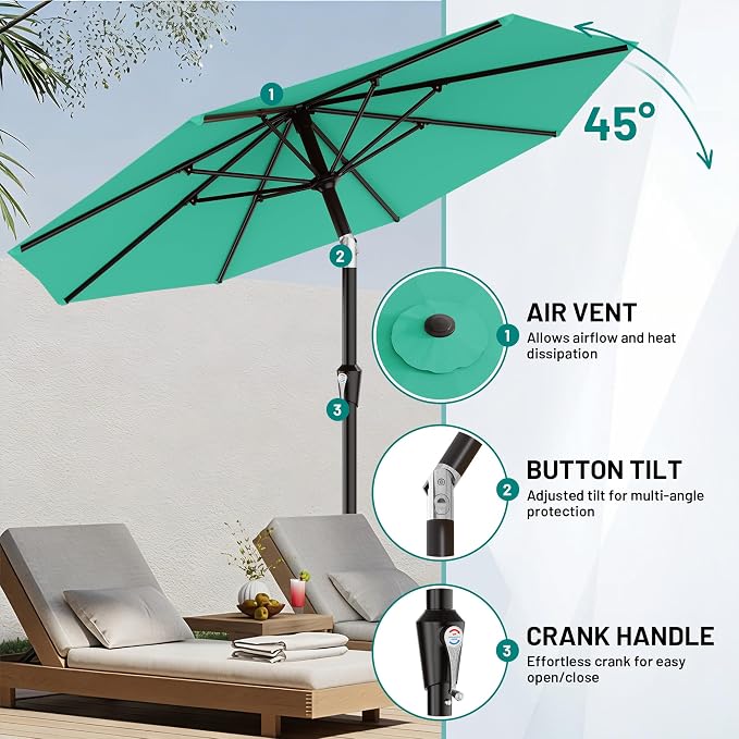 9 FT Patio Umbrella for Outdoor, Outdoor Table Umbrella - Image 6