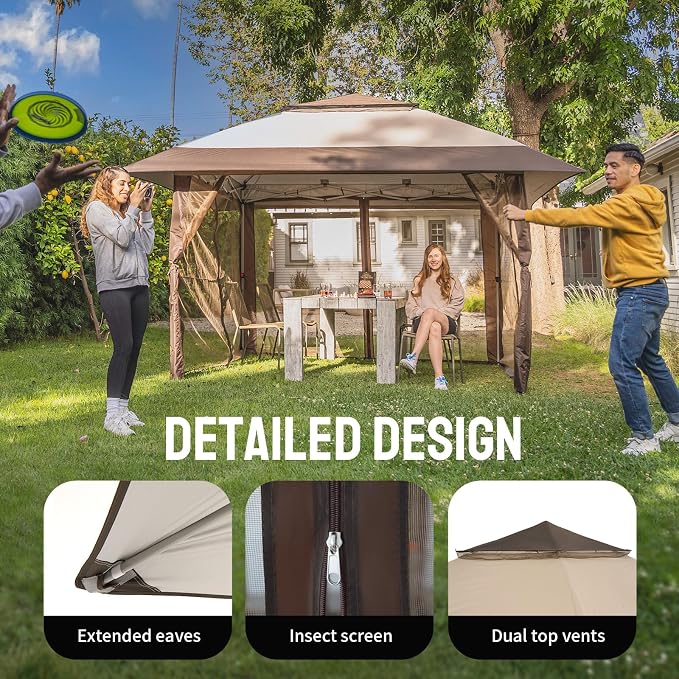 CROWN SHADES 11x11 Pop Up Gazebo, Outdoor Canopy Tent, One Push Instant Gazebo - Image 3