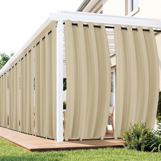 Outdoor Curtains for Patio Waterproof 6 Panels, Porch Sun Shade | Weatherproof by RichSets