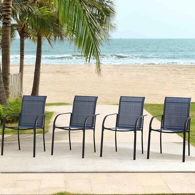 Outdoor Dining Chairs Set of 4, Stackable Patio Chairs by Seekverse