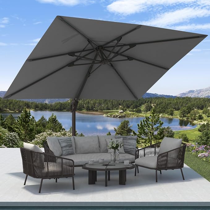 9' X 12' Cantilever Patio Umbrella Rectangular Outdoor Umbrellas | Heavy Duty - Image 3